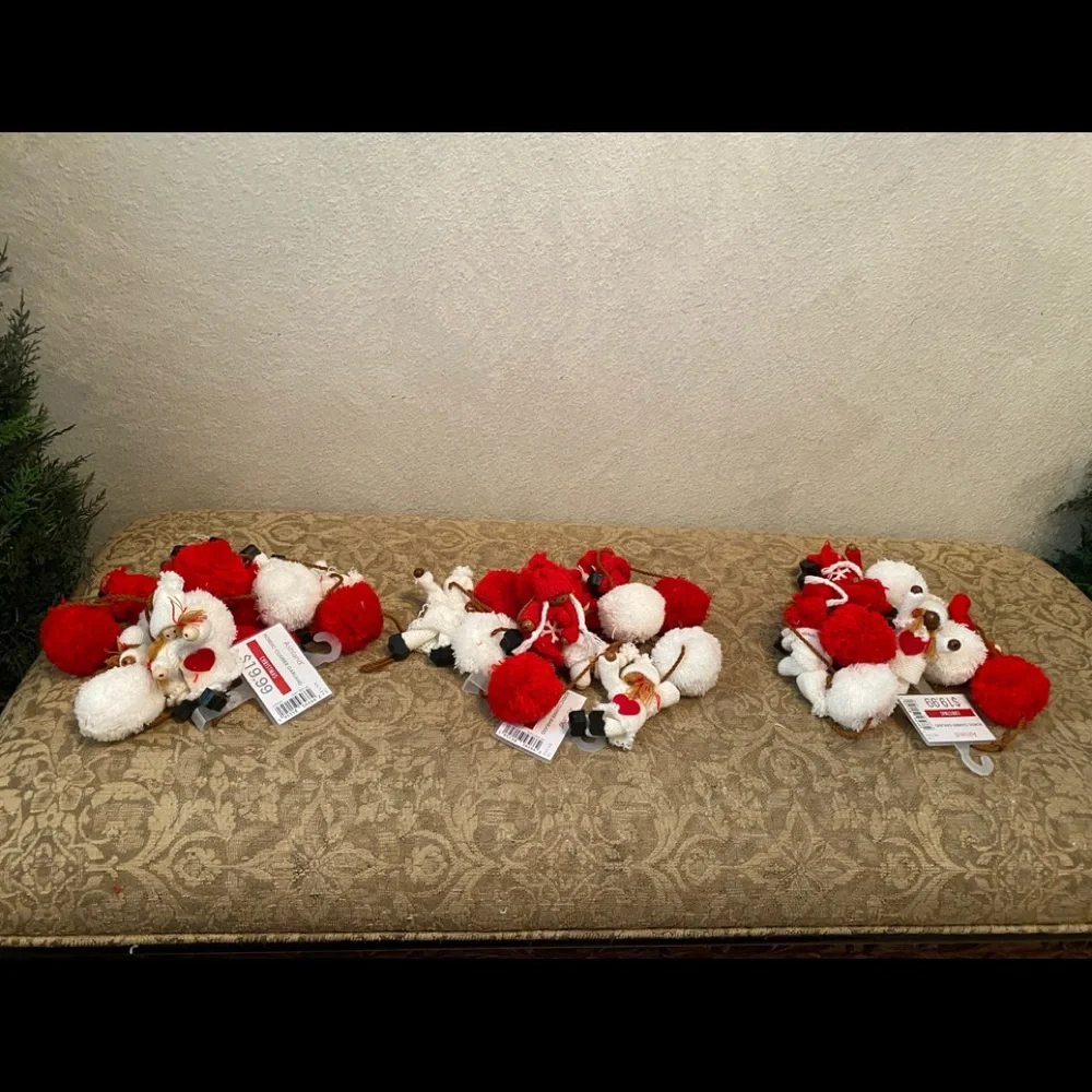 Ashland Red White Sweaters Hearts Pom Poms Snowflakes Little Girls 6 Foot NWT.